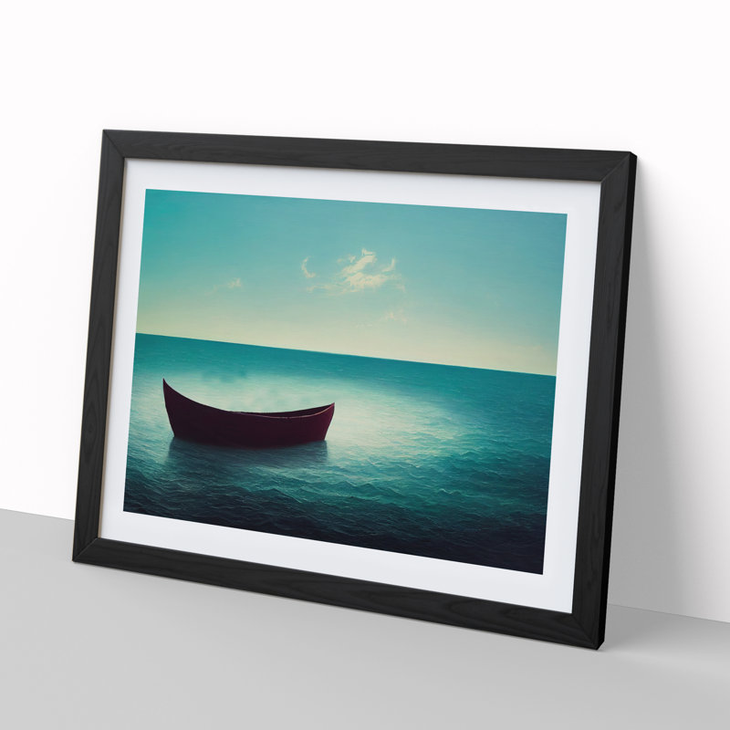 Lone Boat Vol.1 - Single Picture Frame Print, Black, 46cm H x 64cm W