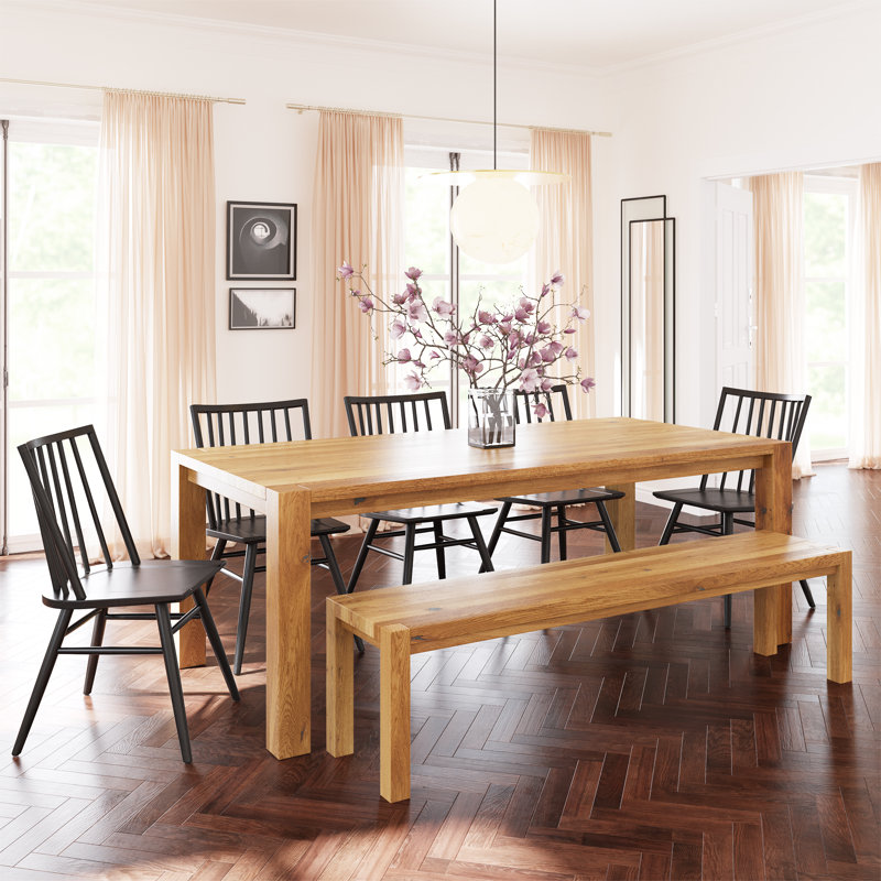 Shania Solid Wood Slat Back Dining Chair, Black
