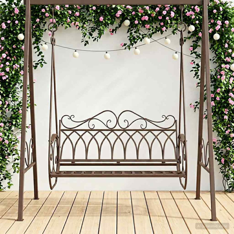 Porch Swing with Canopy, Antique Brown, 112cm