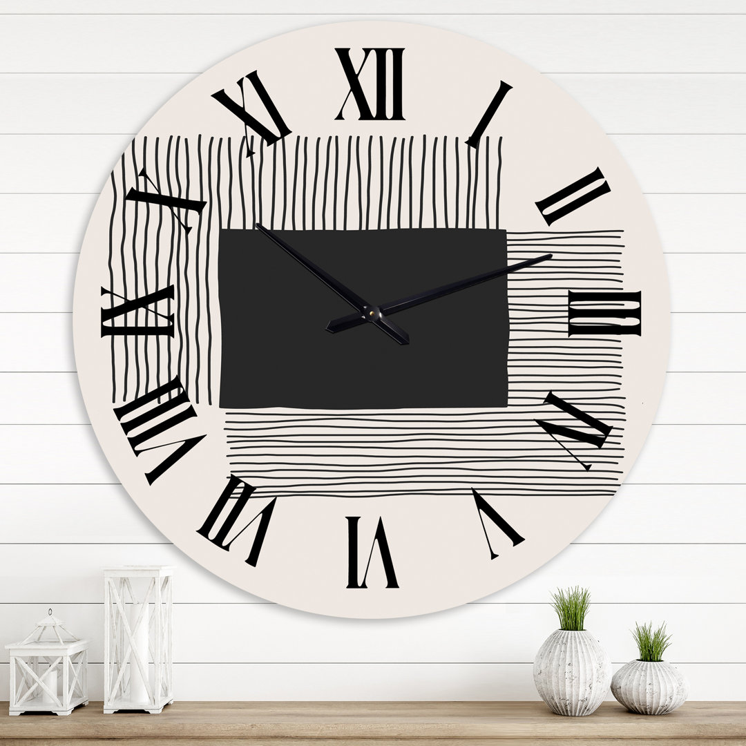 Minimal Geometric Lines and Squares VI - Modern wall clock East Urban Home 