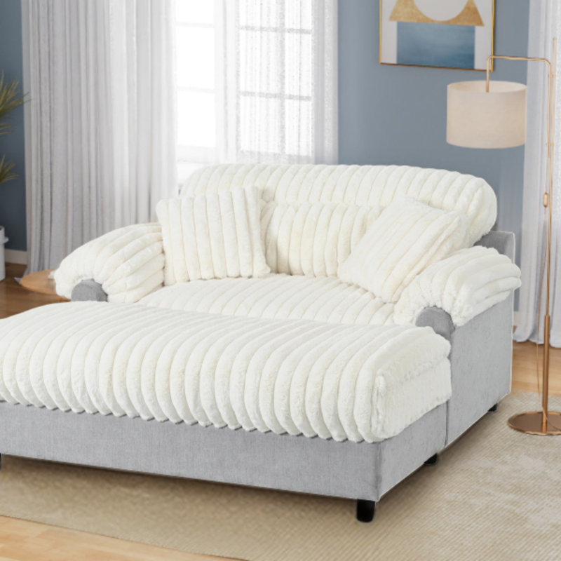 Canapé-lit moderne avec méridienne 65,25 po Cloud, Beige