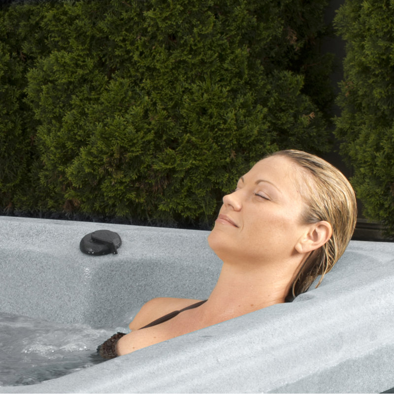 Gray Granite 6-Person Square Lounger Hot Tub with 24 Jets