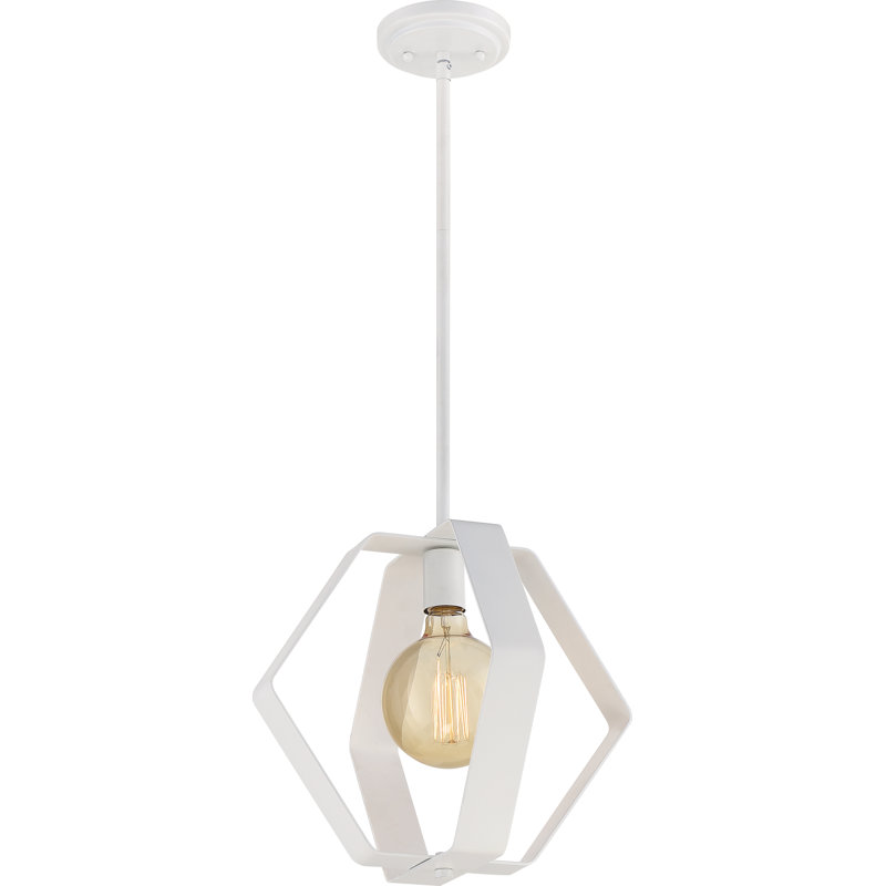 Luminaire suspendu géométrique 1 lumières simple Truro, H 14,13 po x l 14,13 po x p 14,13 po, Blanc