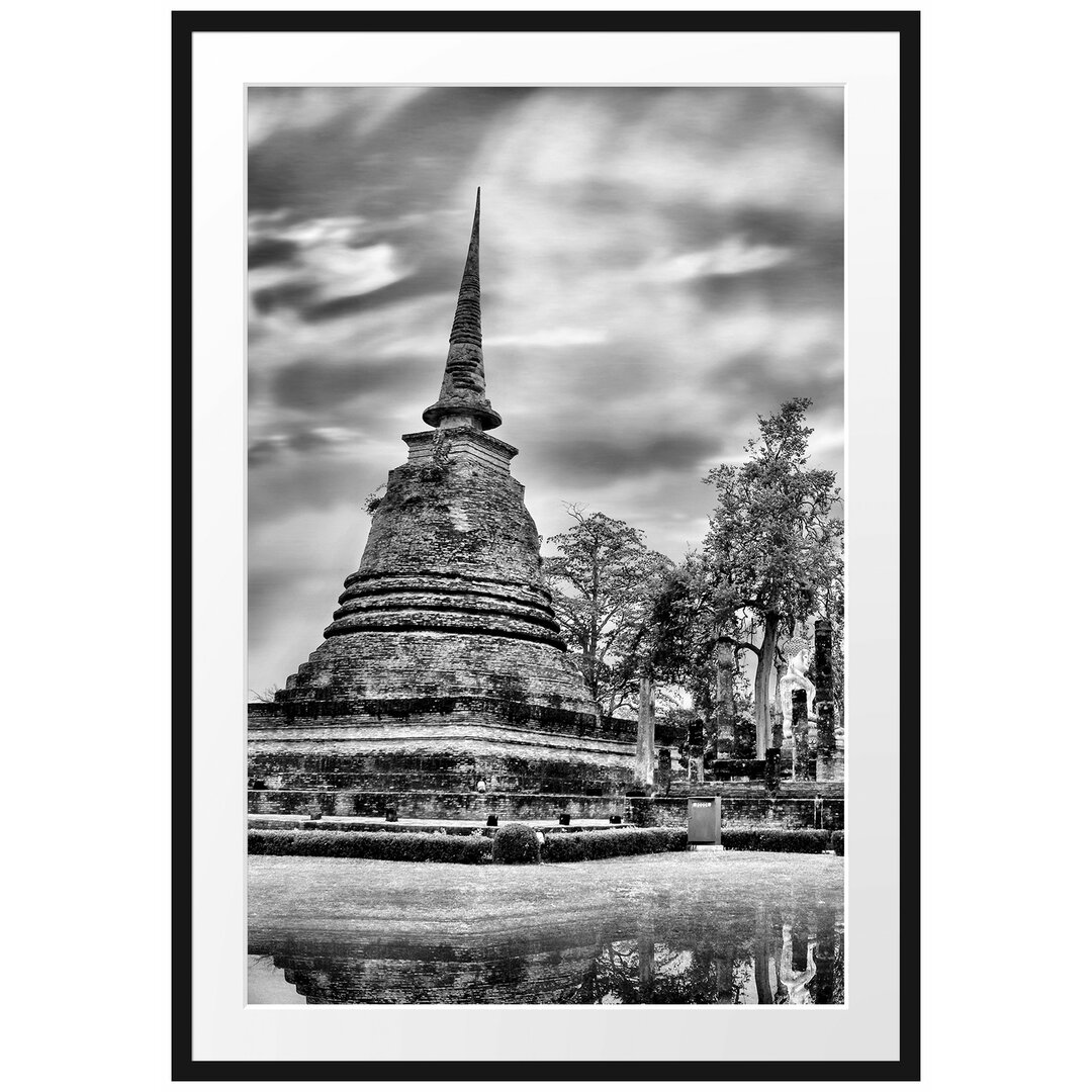 Gerahmtes Poster Buddha Tempel im Sonnenuntergang