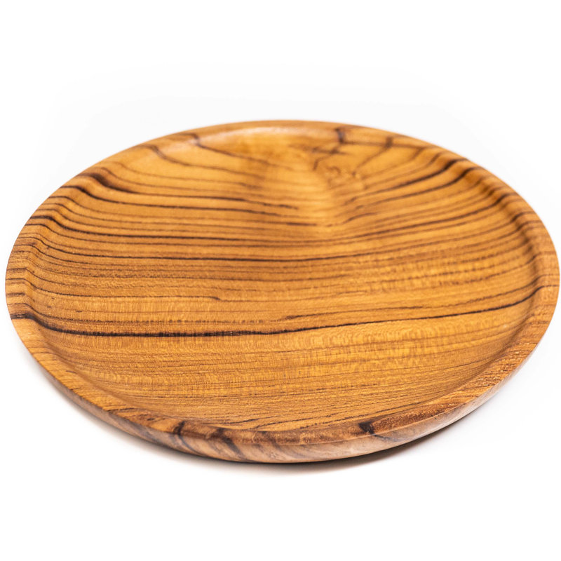 Assiette ronde en bois de teck - moyen (ensemble de 4)