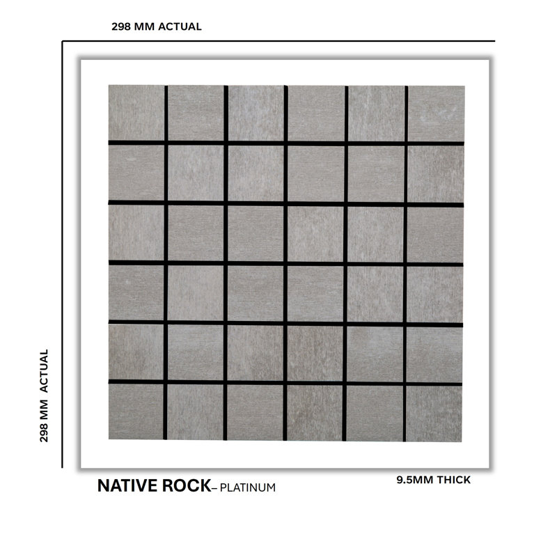 Native Rock 2" X 2" Porcelain Metal Look Tile Mosaic Sheet, Platinum