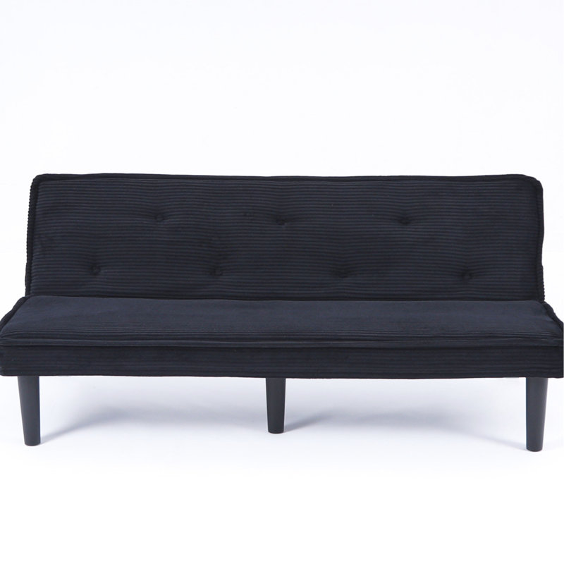 65" Armless Convertible Sofa Bed, Black