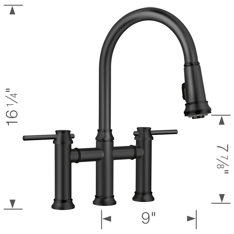 Empressa Pull-Down Dual-Spray Bridge Faucet - Matte Black, Matte Black