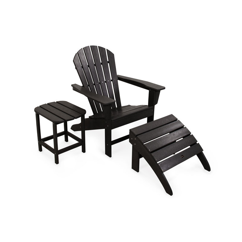 POLYWOOD South Beach Adirondack 3-Piece Set, Black