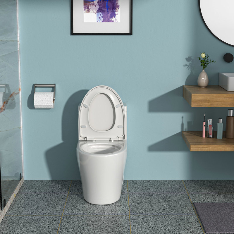 Toilette en céramique avec chasse d'eau entièrement vitrée et siège silencieux One Water Dual
