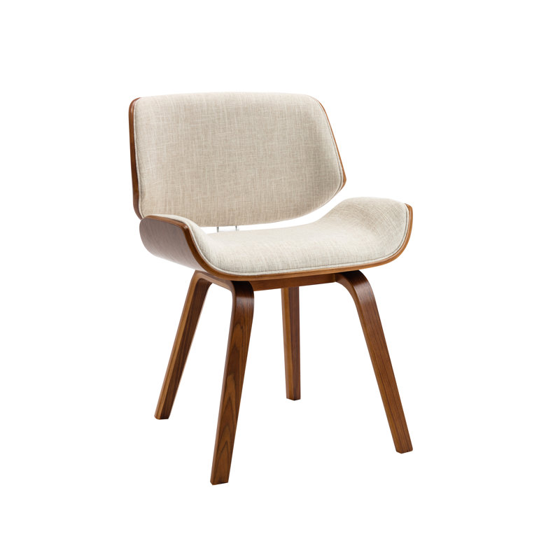 Chaise d'appoint en bois massif Delgardo, Tissu crème