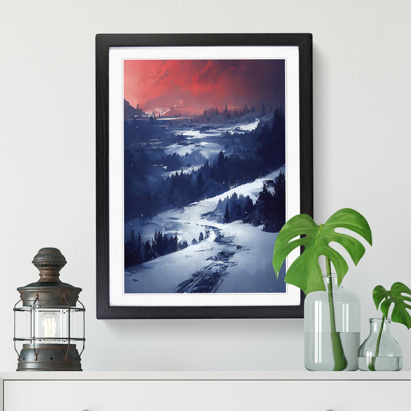 Winter Landscape - Single Picture Frame Painting, 64cm H x 46cm W x 2cm D, Oak