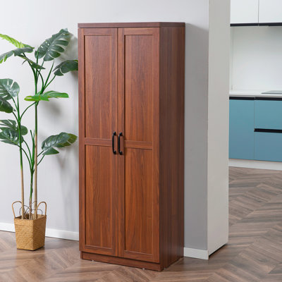 63" Kitchen Pantry, 2-door Cabinet With 5 Shelving And 2 Adjustable Shelves, Brown For Stylish Pantry Kitchen, Levels. Keep Neat Tidy. Dining Room