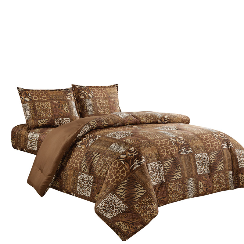 Twin Size Chocolate Brown Animal Print Comforter Set