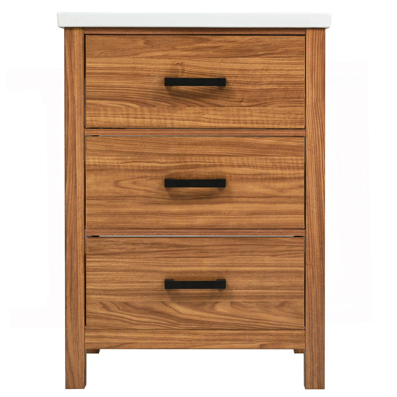 Meuble-lavabo autoportant 24 po avec lavabo en céramique 24 po, meuble-lavabo moderne avec 3 tiroirs