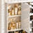 43.3" W Makeup Vanity Desk with Tri-Fold Mirror, 15 LED Lights and 9 Drawers