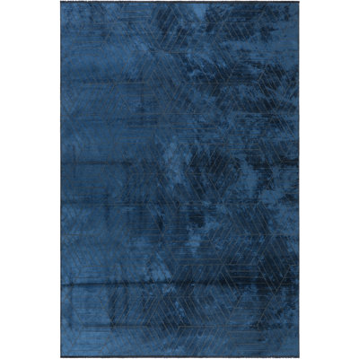 Rapture Navy Blue Geometric Luxury Area Rug