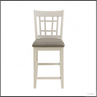 Chaise de comptoir Glee de 66 cm (26 pouces), ensemble de 2, fini blanc antique et marron