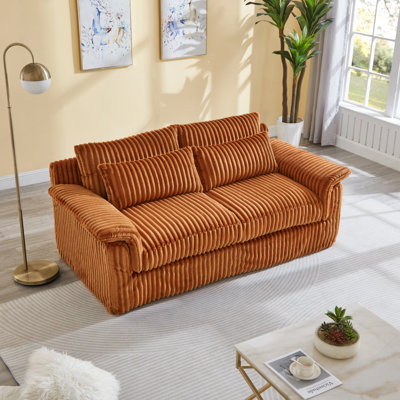 Canapé 74 po en velours côtelé 74 po Cloud, fauteuils modernes et confortables, canapé 2 places pour le salon, la chambre à coucher et les petits espaces, orange
