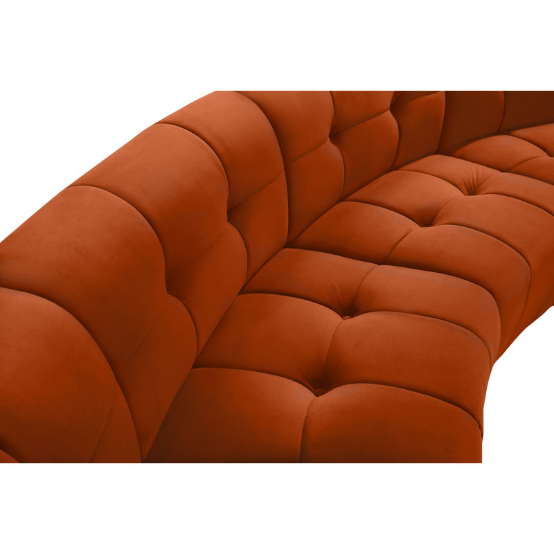 Jedson Velvet Sectional Symmetrical, Cognac Velvet