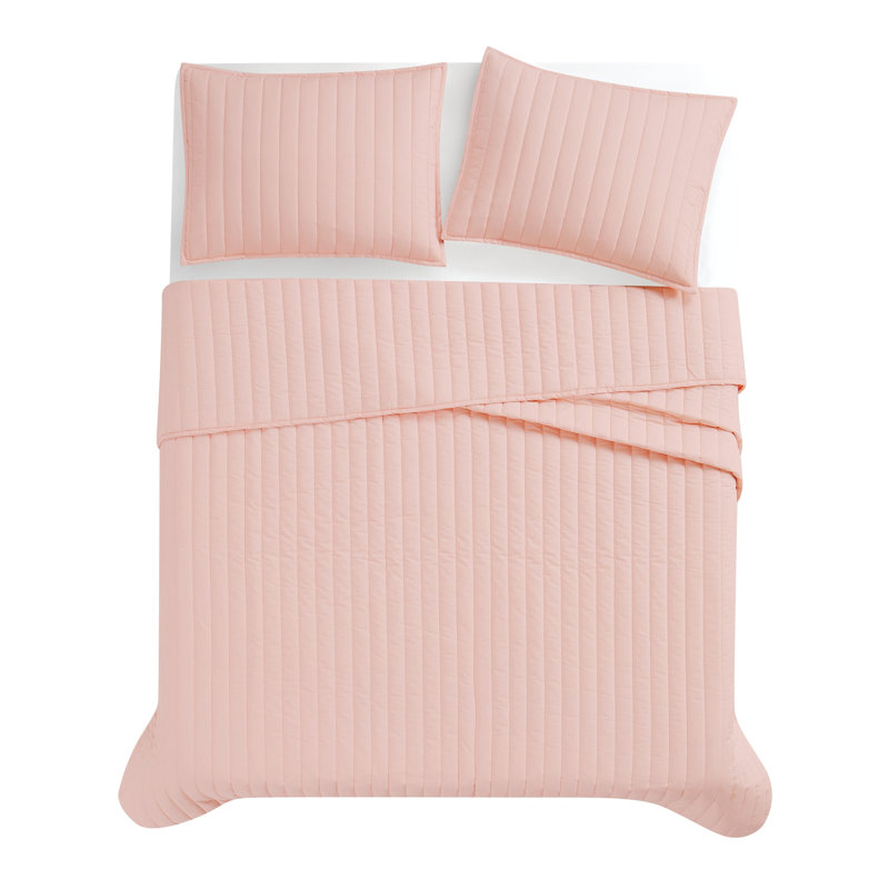 Ensemble de courtepointe standard en coton, Courtepointe pour très grand lit + 2 tailles déc, Rosé