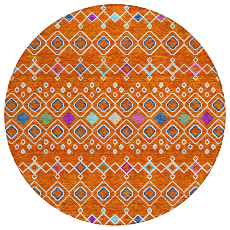 Tapis rectangulaire Aleighna avec envers antidérapant, Rond 8 pi
