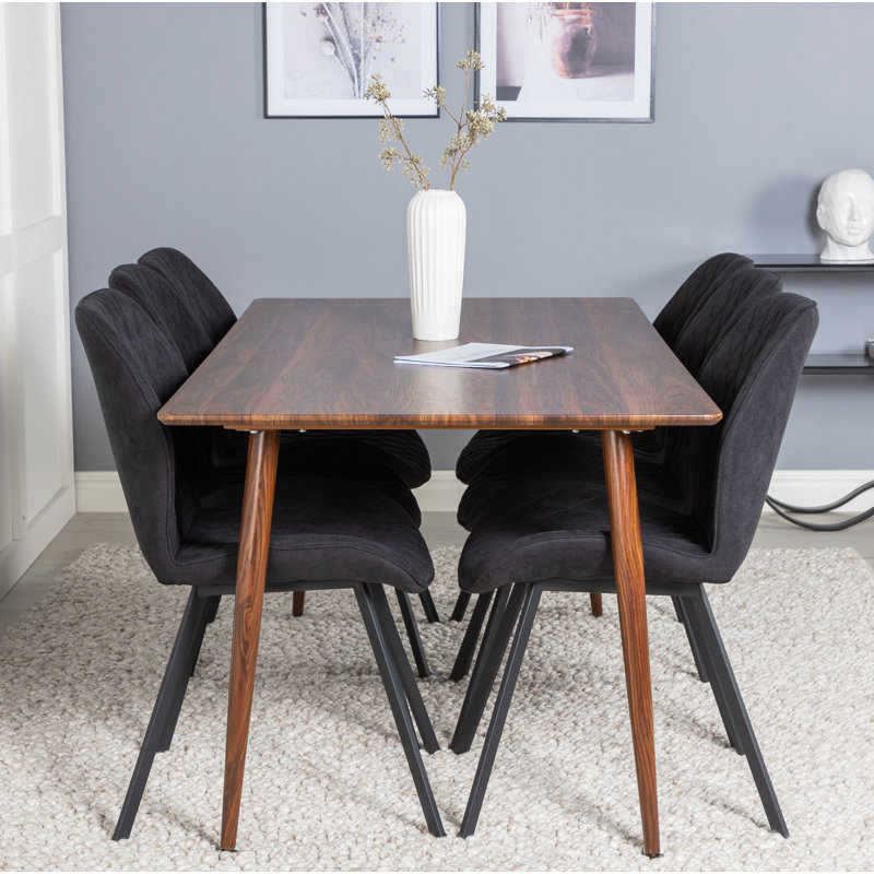 Rouse 6 - Person Dining Set, H75 x L180 x W90cm, Brown, Black