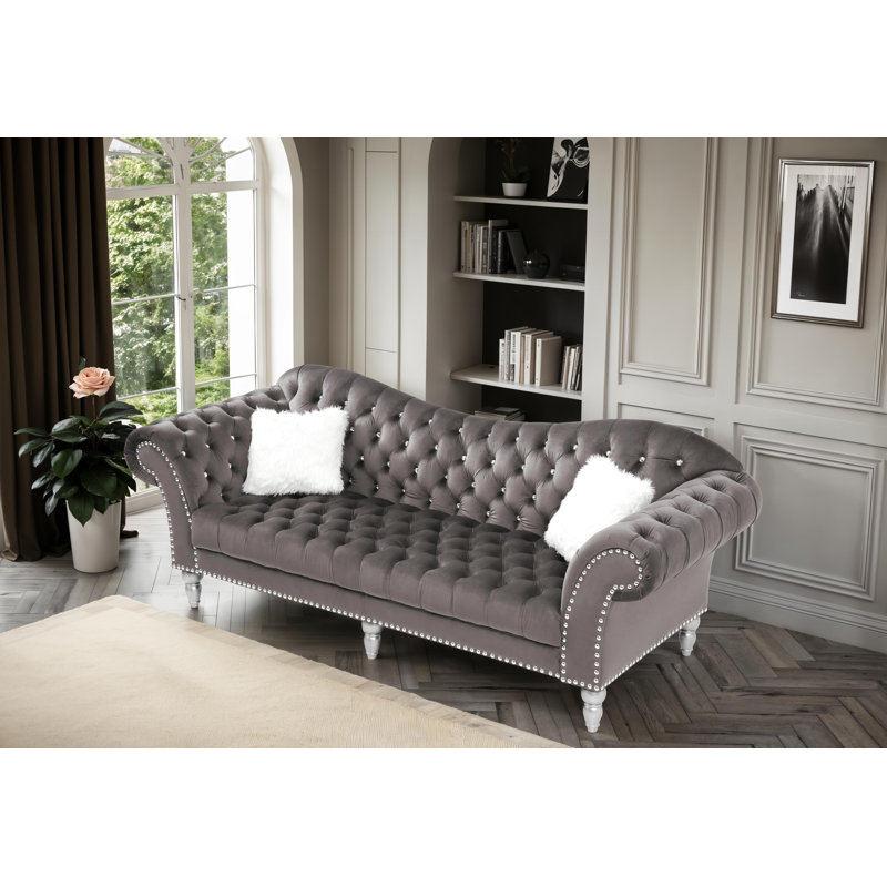 Canapé en velours Monieke, Gris foncé