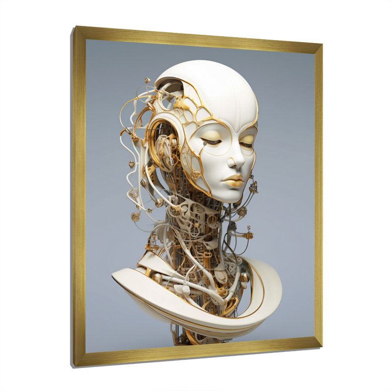 «Femelle Robot I» sur toile, H 20 po x l 12 po x P 1 po, Cadre doré à une seule photo