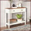 Table basse Farmhouse à deux tons avec rangement - brun rustique & amp; Blanc antique pour vestibule de salon-2054422842