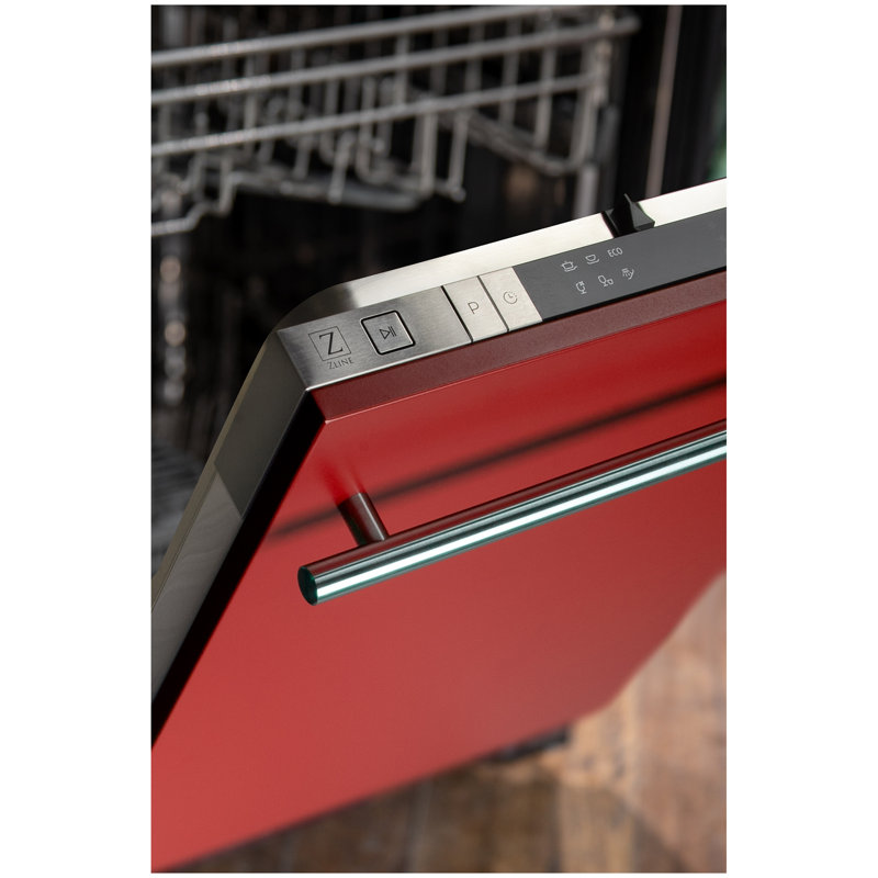 ZLINE 18 in. Compact Top Control Built-In Dishwasher with Stainless Steel Tub and Modern Style Handle, Blue Gloss, Modern