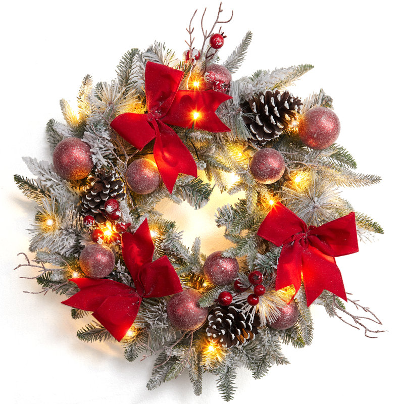 Faux Lighted 24'' Wreath