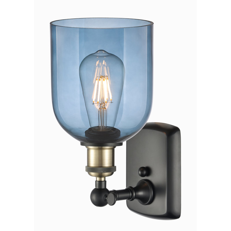 Anacaren Steel Armed Sconce, Princess Blue, Black Antique Brass
