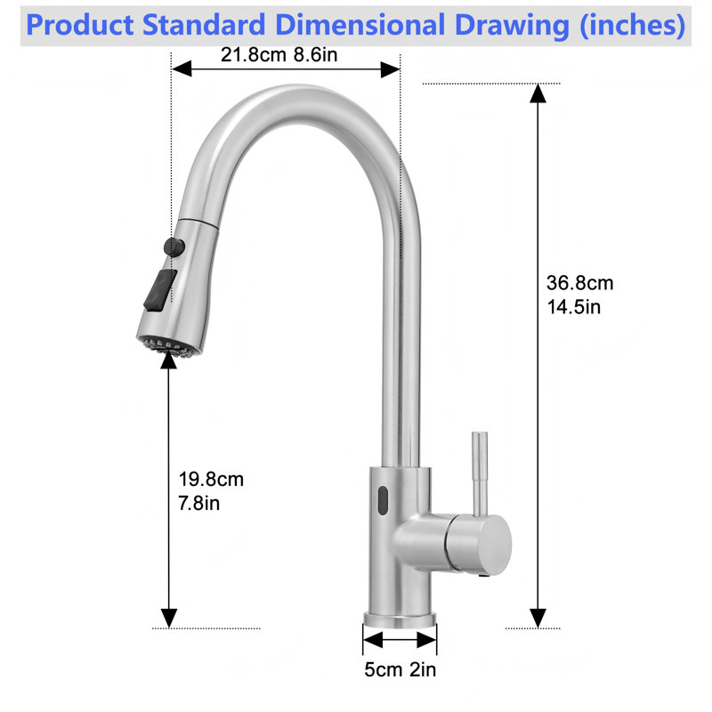 Touchless Kitchen Faucet, Hands Free Automatic Smart Kitchen Faucet, Stainless Steel Touchless Kitchen Faucet, Brushed Nickel