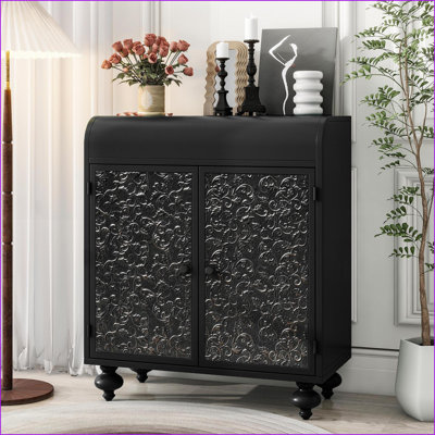 Buffet avec 2 portes, armoire de rangement en acier noir / doré | Style campagnard | Acier