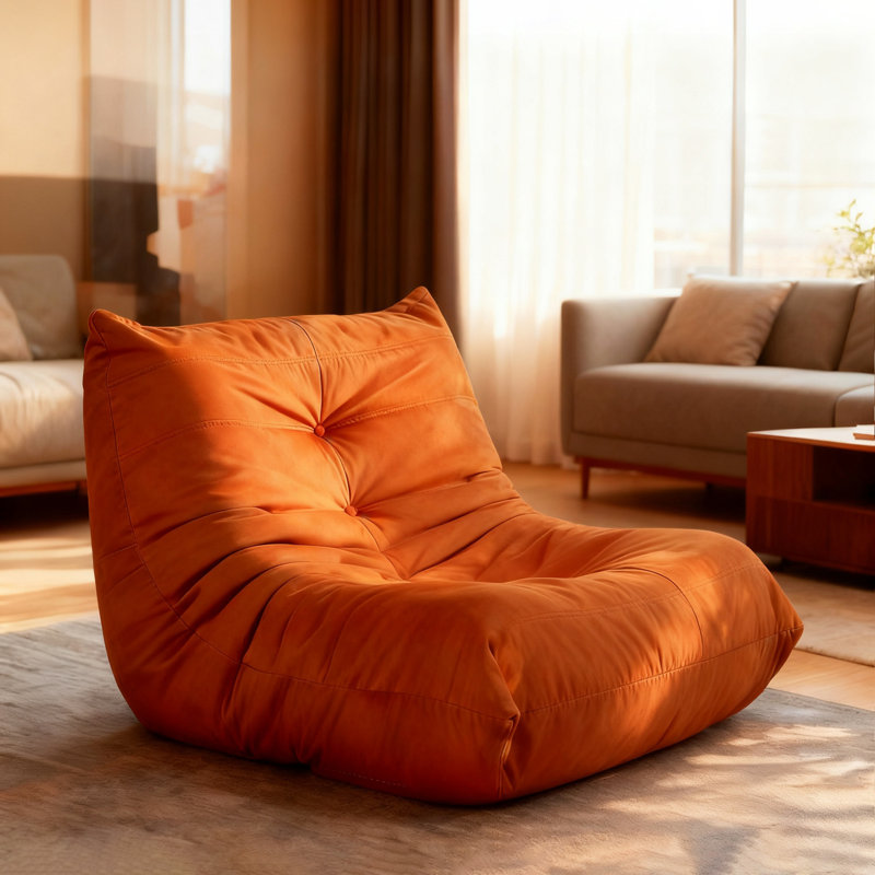 Corduroy Upholstered  Accent Armless Chair,Lounge Chair, Orange
