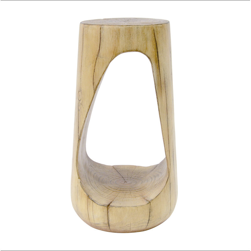 Outdoor Side Table,Hollow Design End Table,Patio Garden Stool Table,Decorative Accent Table For Patio Balcony Beach Pool Side,Lightweight Concrete,Wood Like Texture