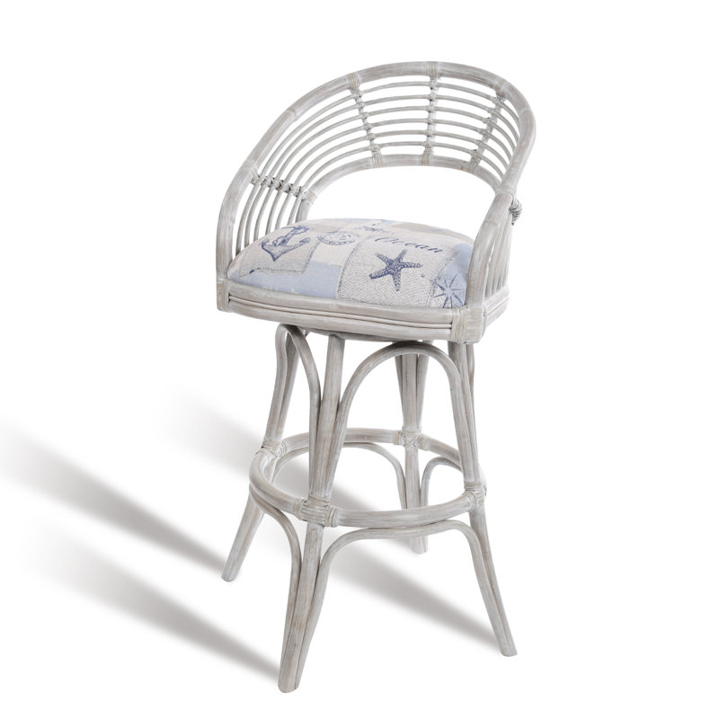 Danetra Swivel Stool, Blue Gray/White Gray Frame, Bar Stool (32" Seat Height)