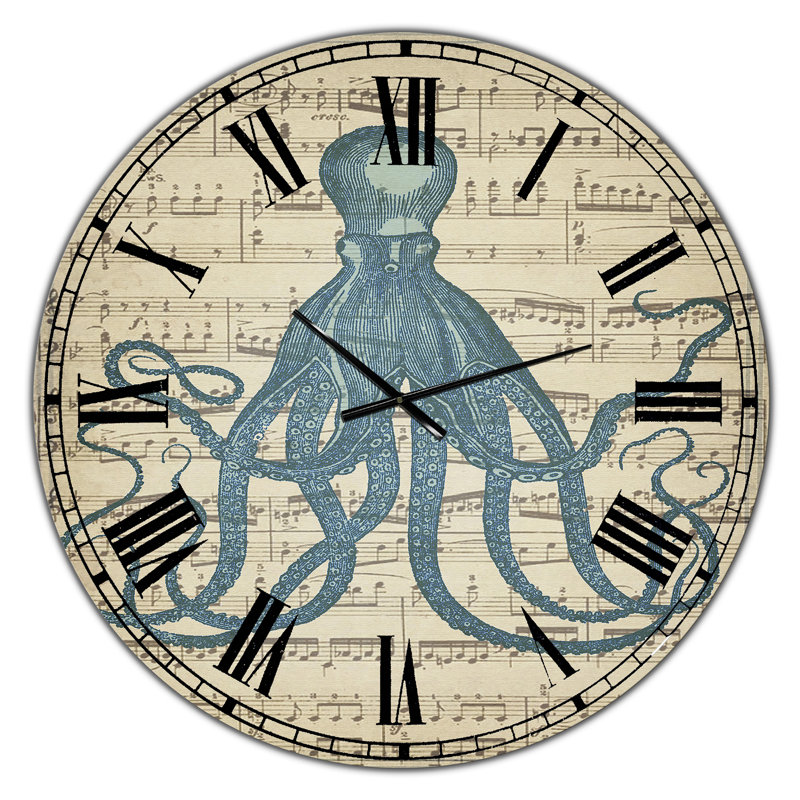 Octopus Music Score II - Grande horloge murale nautique et côtière, Moyen