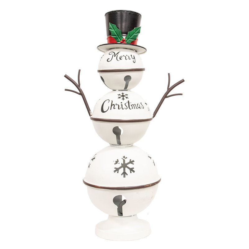 Bonhomme de neige en métal Jingle Bell, H 24 po x l 8,5 po x P 8,5 po