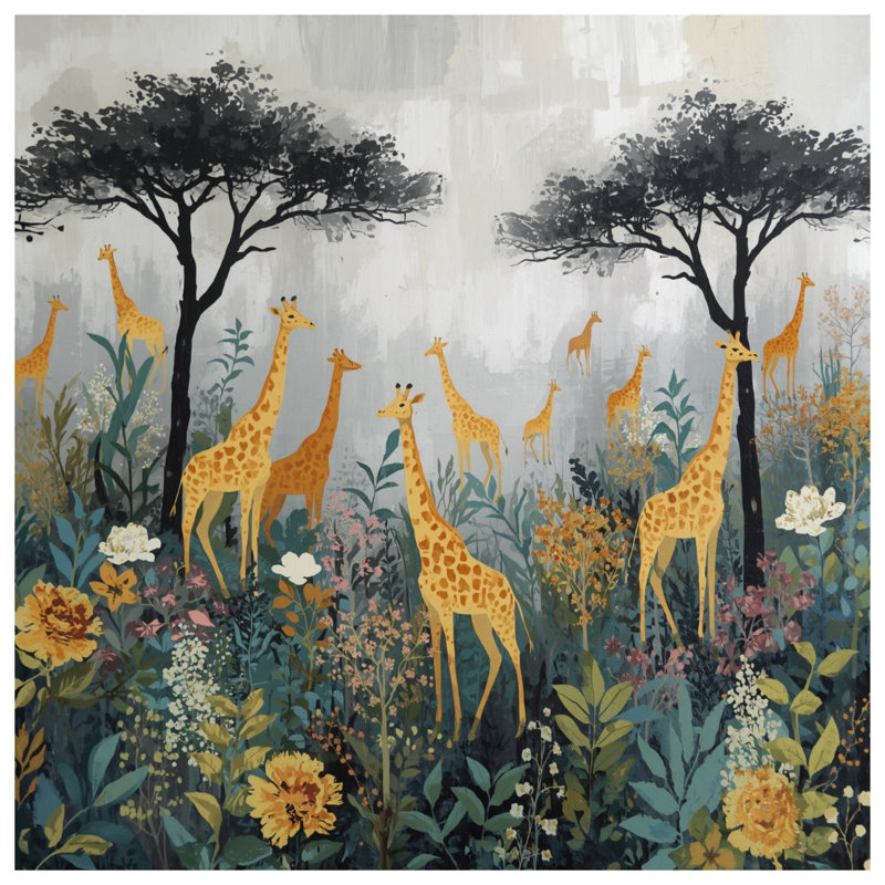 Rideaux de douche Girafes In Wildflowers, L 70 po x H 72 po