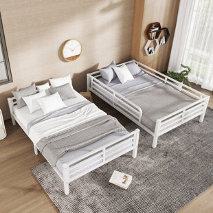 Metal Full XL Over Full XL Bunk Bed for Teens and Adults, Space-Saving, Noise-Reduced, No Box Spring Needed