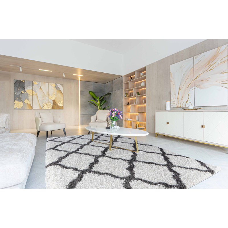 Waylan Geometric Shag Area Rug, Rectangle 200 x 290cm