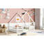 Lit au sol avec toit en forme de maison et garde-corps blanc - Pin construit pour un repos paisible-85492425