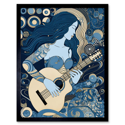 Crompton Woman With Sleeve Tattoo Playing Guitar Music - Single Picture Frame Print