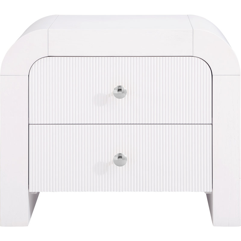 Alessondra 2 Drawer Fluted Night Stand, White