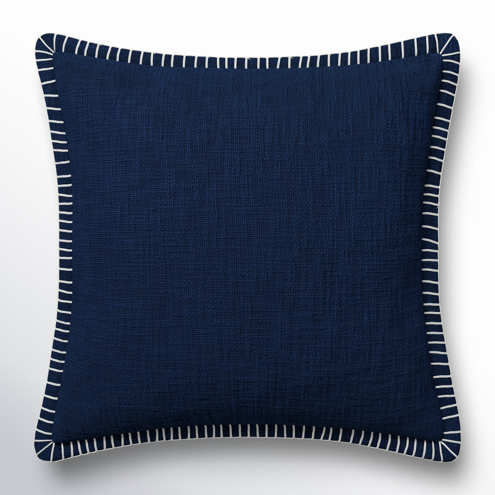 Fernande Cotton Throw Pillow, Down Blend, Navy, 22" H x 22" W x 6" D