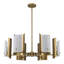 Lustre 6 lumières de luxe moderne en or brossé avec abat-jour en verre craquelé blanc, suspension à roulettes à hauteur réglable de 30 po pour le vestibule du salon, compatible avec les plafonds inclinés, homologué ETL