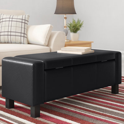 106cm Wide Faux Leather Rectangle Solid Colour Standard Ottoman with Storage