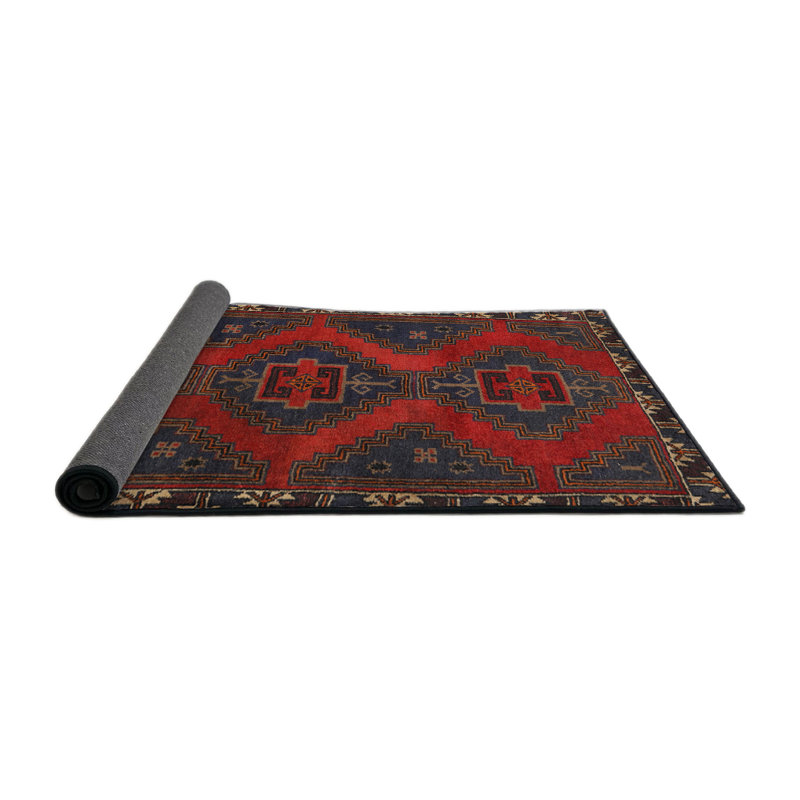 Tapis oriental bleu marine / rouge, Rond 7 pi